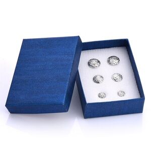 Set of 3 Disco Sterling Silver Stud Earrings